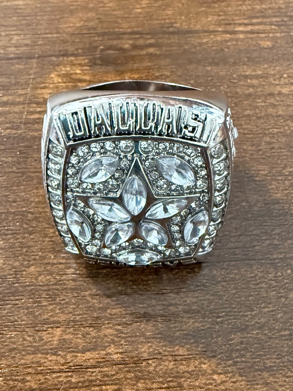 Dallas Men's Silver-Tone Crystal Ring decorative